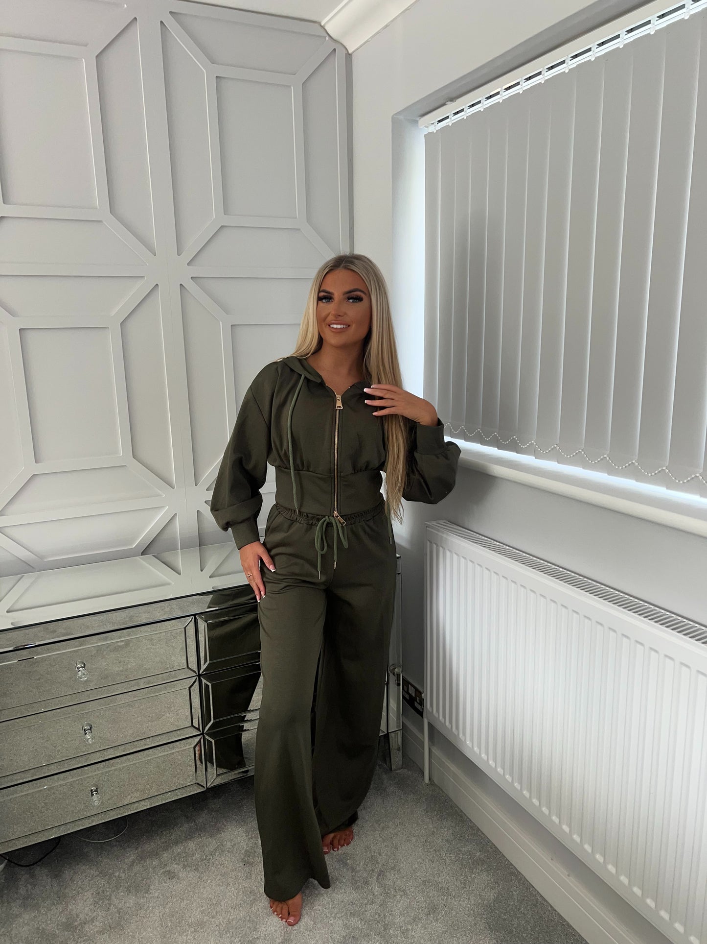 HOLLIE ZIP UP SET - KHAKI