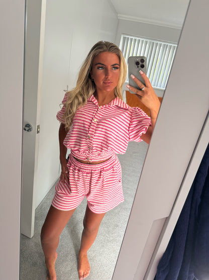 STRIPE SHORT SET - PINK
