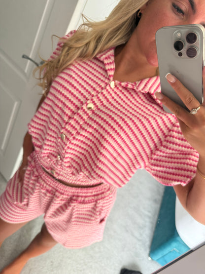 STRIPE SHORT SET - PINK