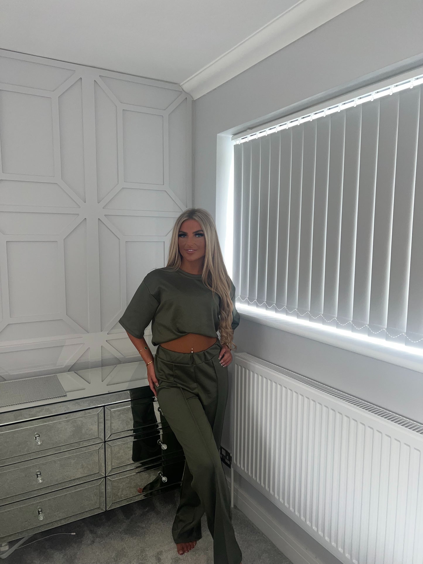 WIDE LEG CO ORD -KHAKI