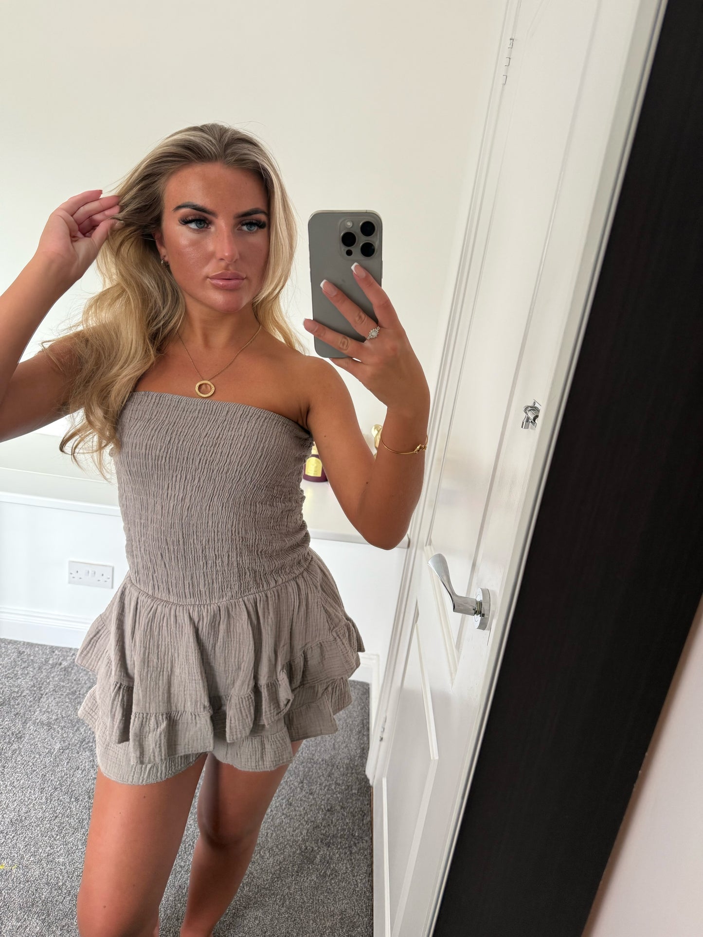 CHEESECLOTH PLAYSUIT - GREY