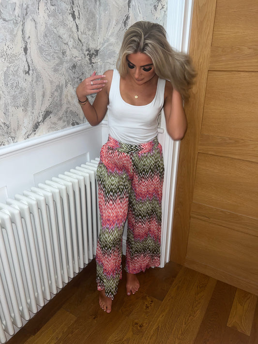 WIDE LEG TROUSERS - GREEN