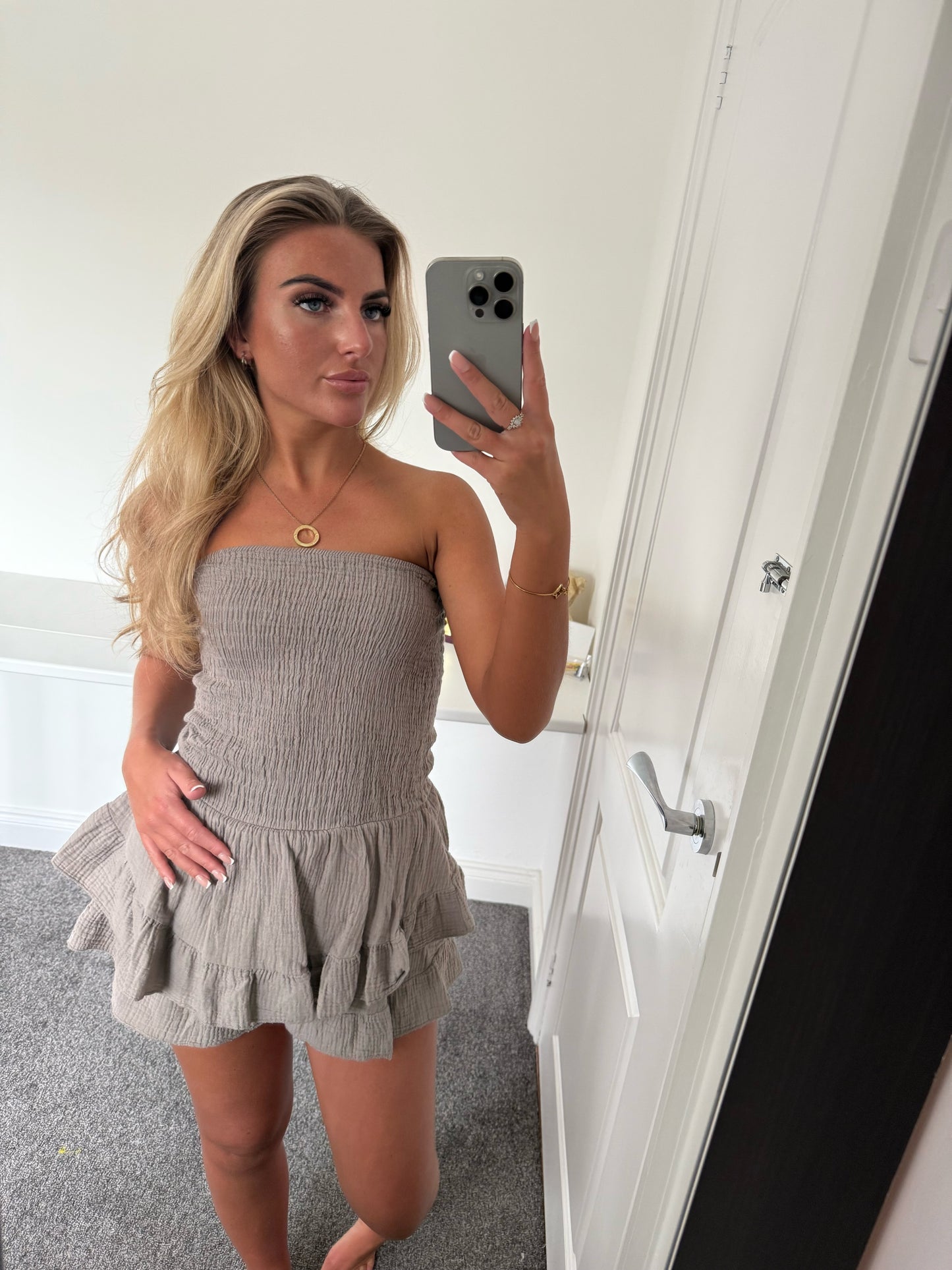 CHEESECLOTH PLAYSUIT - GREY