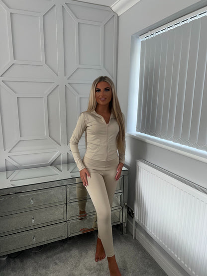 GINA ZIP UP CO ORD - BEIGE