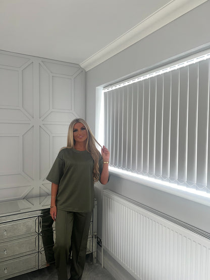 WIDE LEG CO ORD -KHAKI