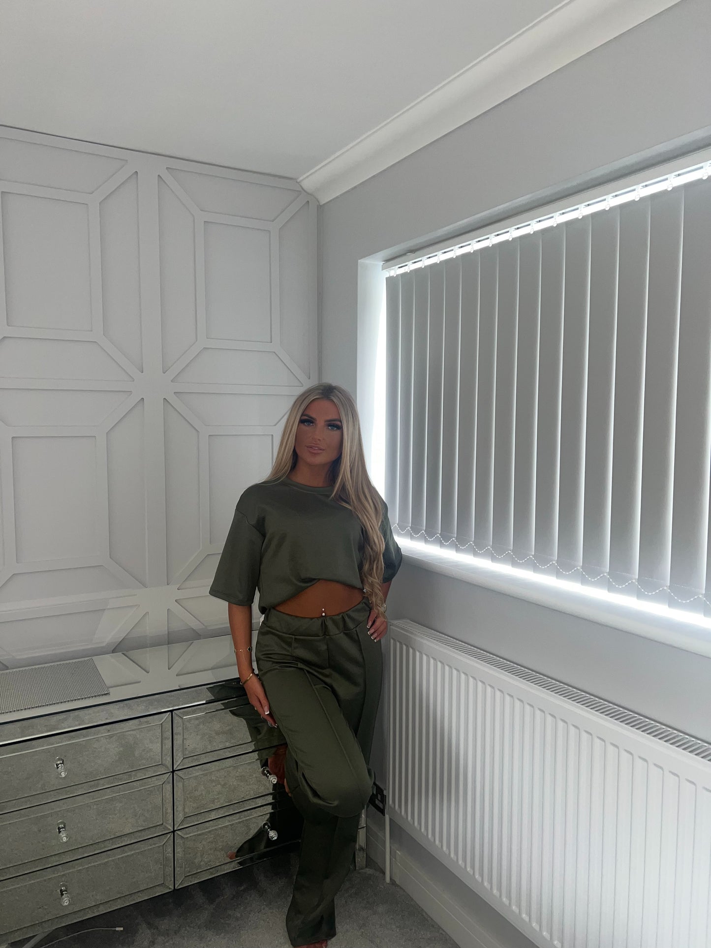 WIDE LEG CO ORD -KHAKI