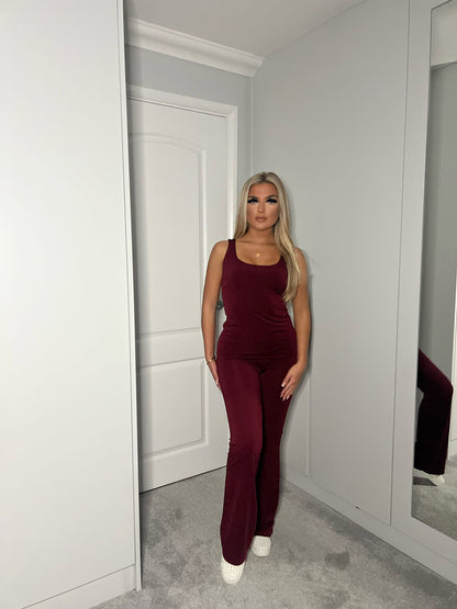 SLEEVELESS LOUNGEWEAR SET - BURGANDY