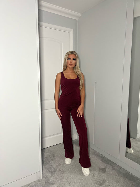 SLEEVELESS LOUNGEWEAR SET - BURGANDY